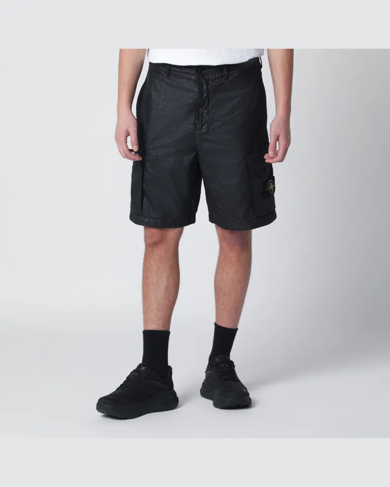 Stone Island Schwarze Cargo-Bermudashorts mit weiter Passform Black