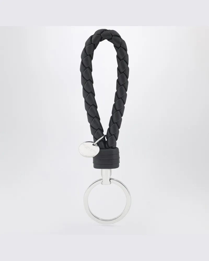 Bottega Veneta Intrecciato Schlüsselanhänger in Tourmalinblau Grau