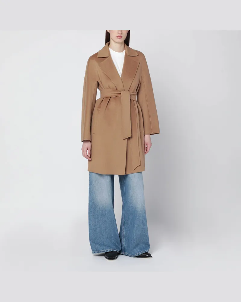 Max Mara Kamel-Wickelmantel aus Kaschmir und Wolle Brown