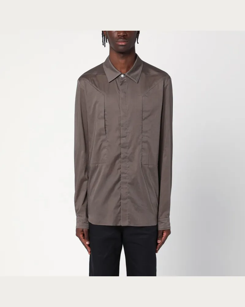Rick Owens Staubfarbiges Baumwollhemd Grau