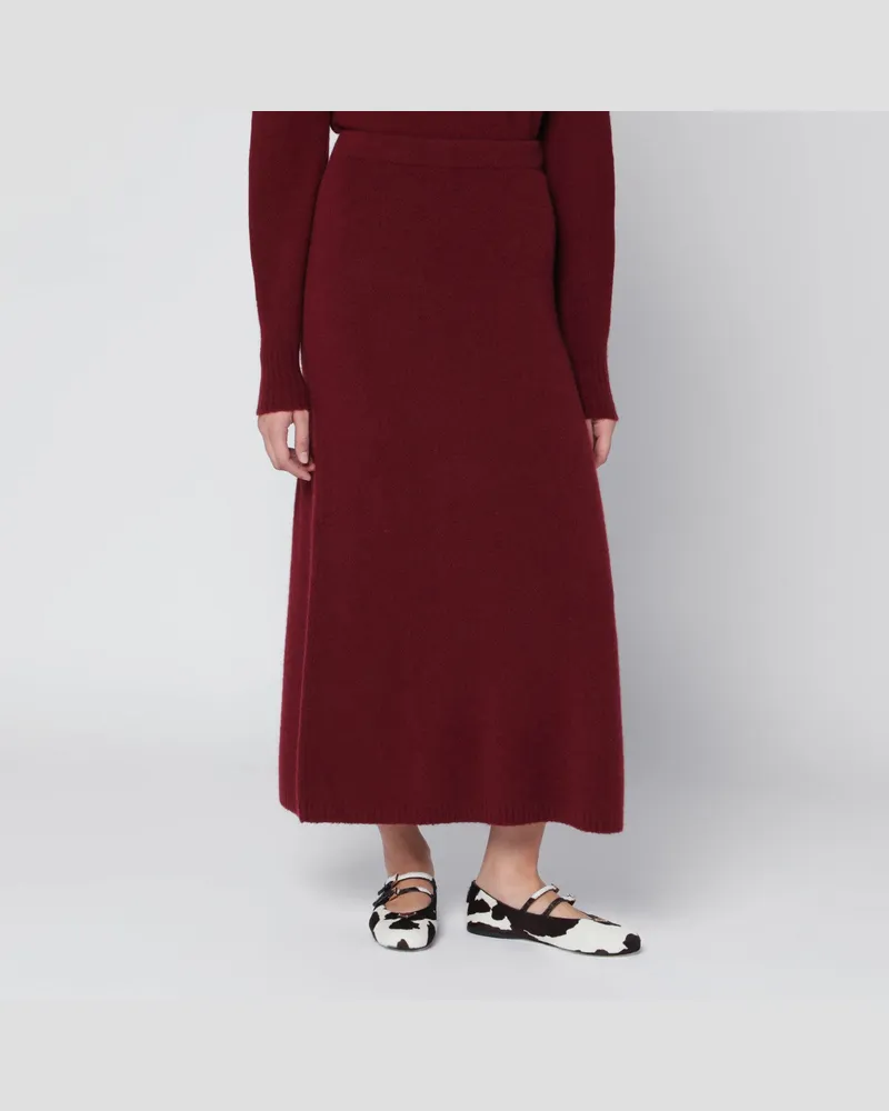 Max Mara Himbeerfarbener Rock aus Stretch-Kaschmirstrick Burgundy