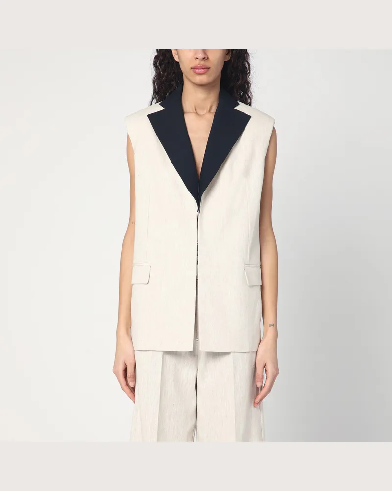 Erika Cavallini Weste aus Leinen mit offenem Rücken White