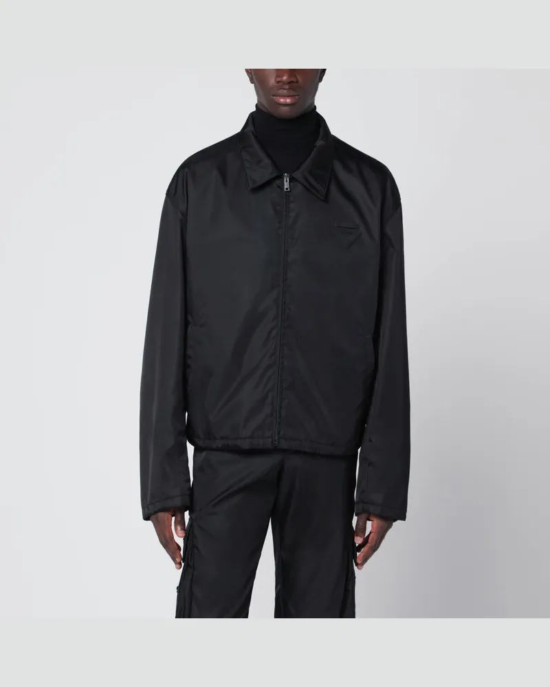Prada Schwarze Jacke mit Reißverschluss aus Re-Nylon Schwarz