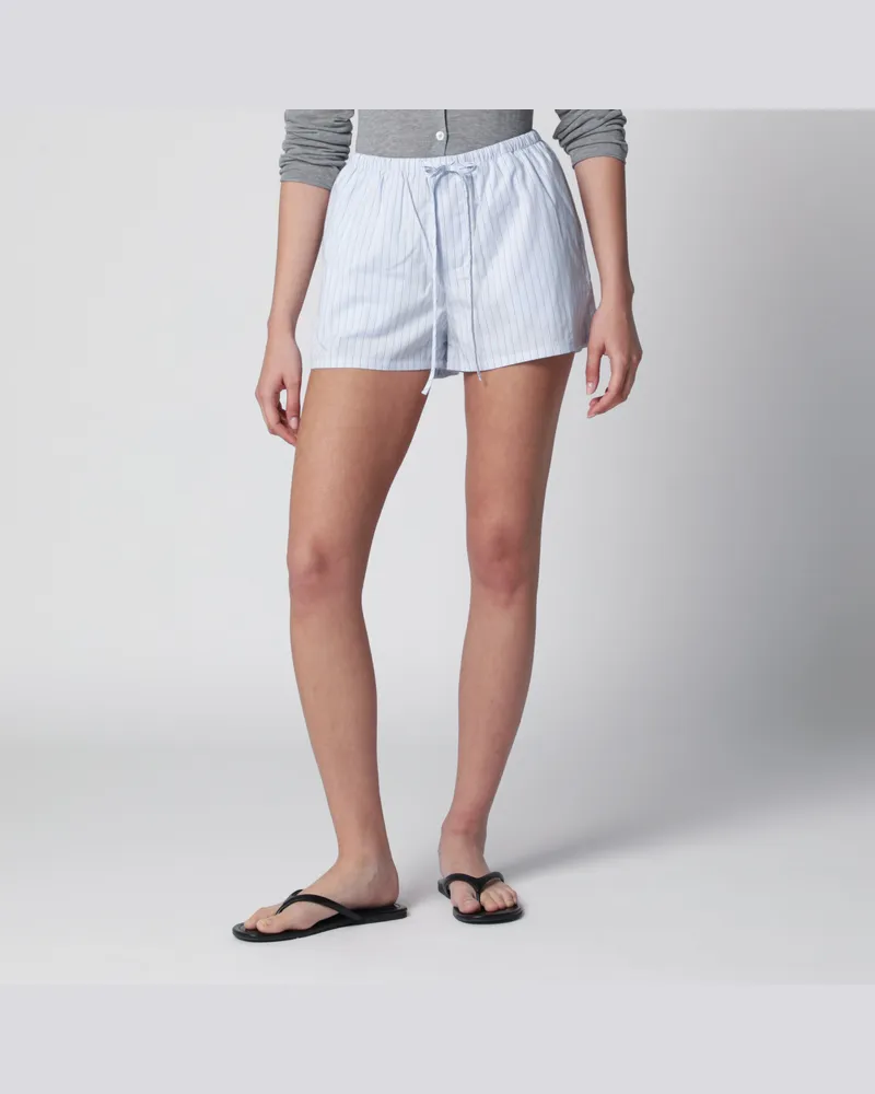Dunst Hellblaue gestreifte Pyjama-Mini-Shorts Light