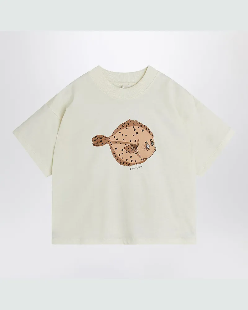 Mini Rodini Weißes T-Shirt mit Flundra-Druck 