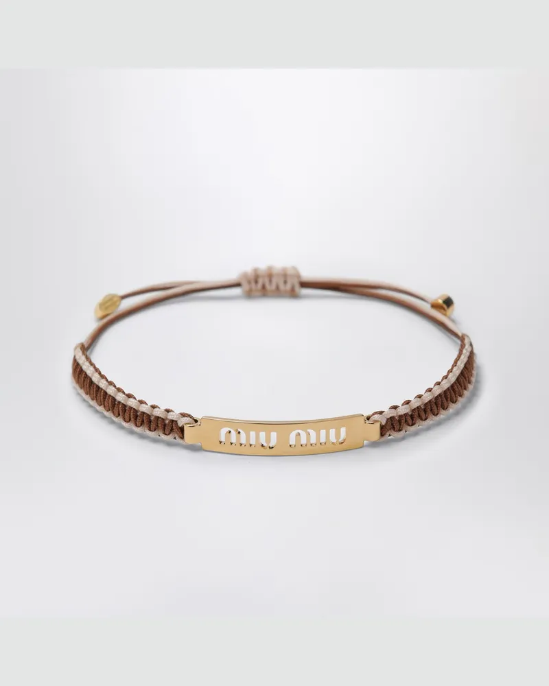 Miu Miu Armband braun/sandbeige mit geflochtener Kordel Multicolor