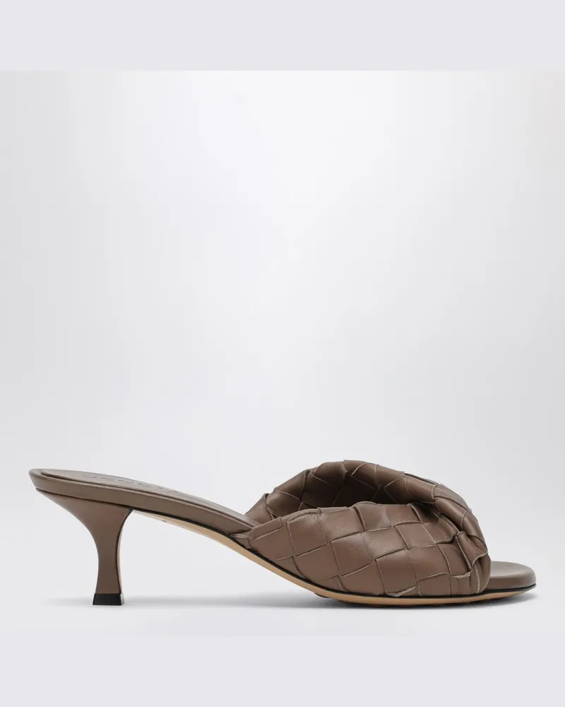 Bottega Veneta Braune Sandale Mule Blink mit Flechtmuster Violett