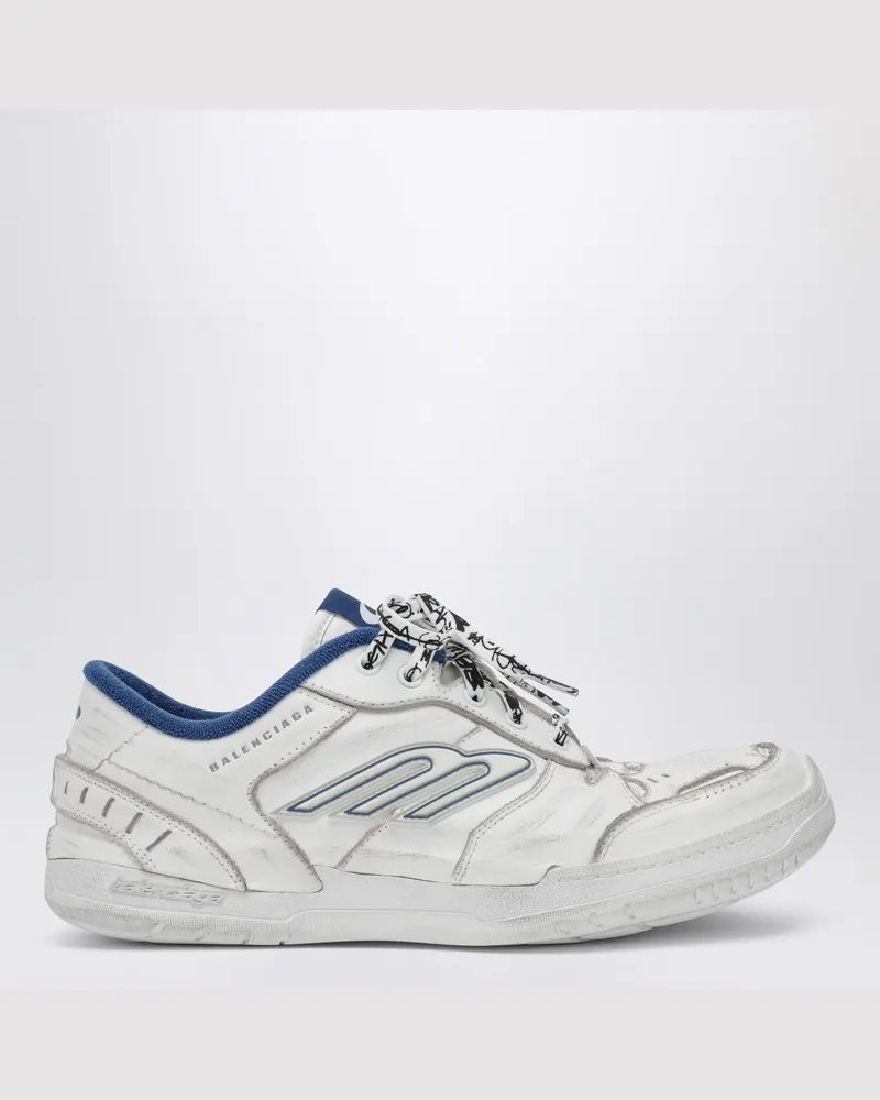 Balenciaga Hamptons Worn-Out Sneaker in Weiß und Blau Weiß