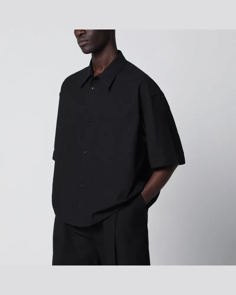 Studio Nicholson Schwarzes Hemd aus Baumwolle und Leinen Black