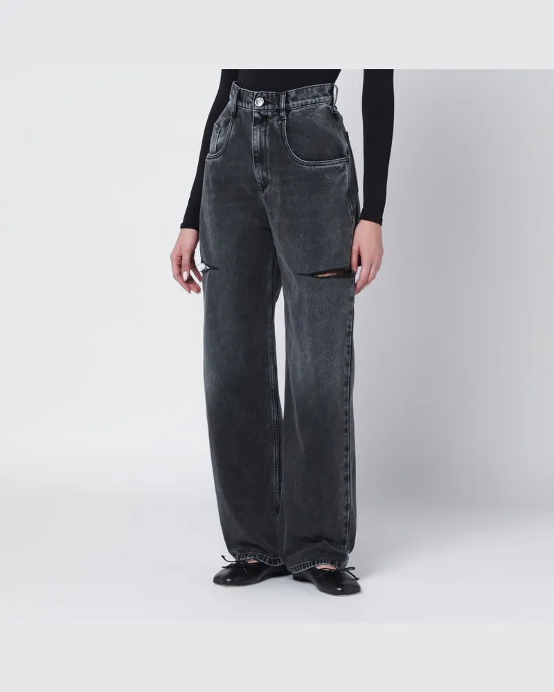 Maison Margiela Schwarze ausgewaschene Jeans mit seitlichen Schlitzen Schwarz