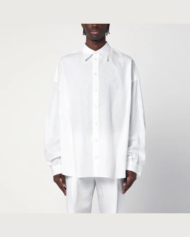 Dolce & Gabbana Weißes Leinenhemd Weiß