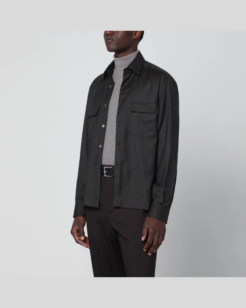 XACUS Graues Hemd aus Wolle 