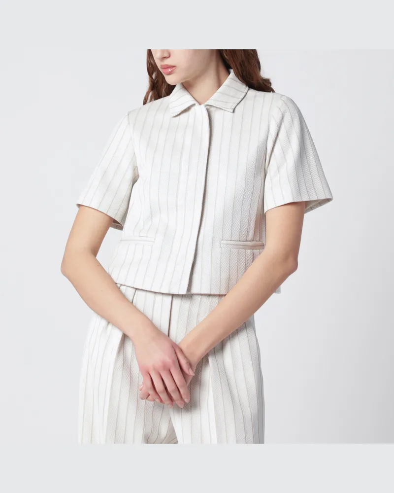 Max Mara Jacke aus Piqué-Jersey mit Nadelstreifen White