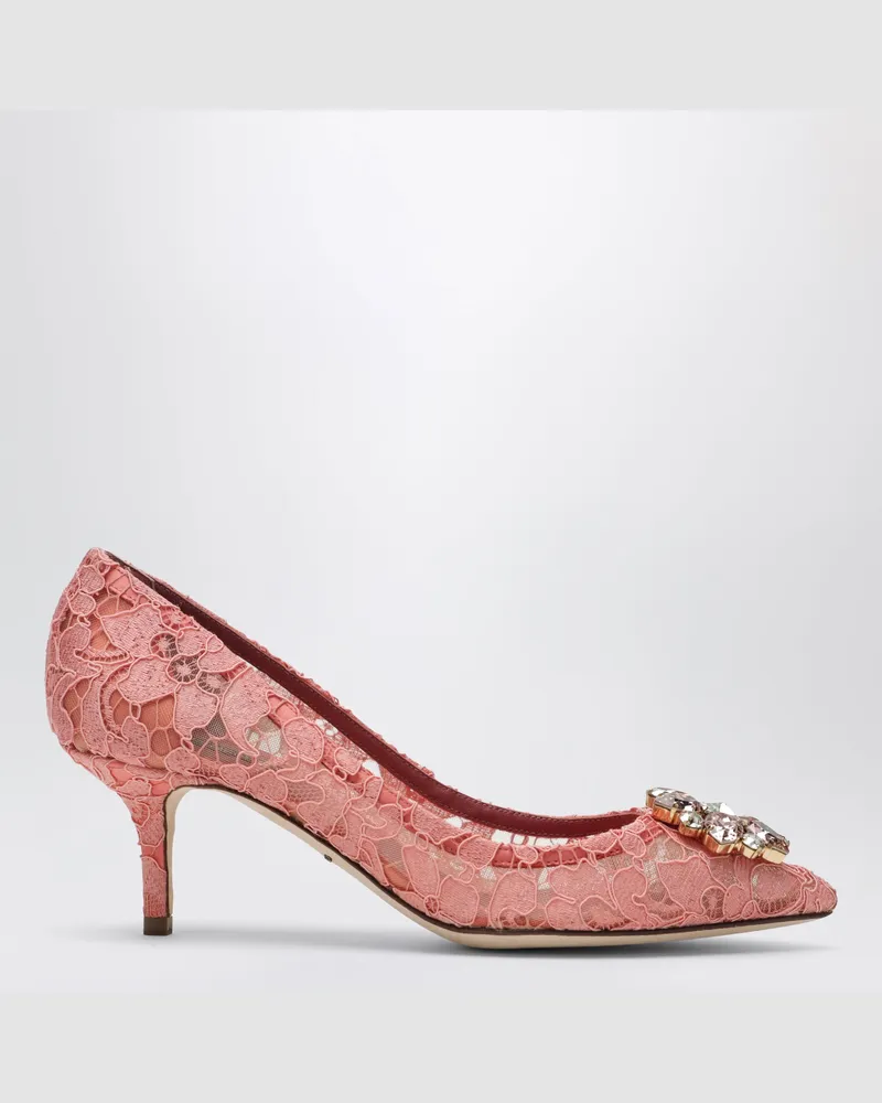 Dolce & Gabbana Bellucci Pumps aus Taormina-Spitze mit Kristallen Pink