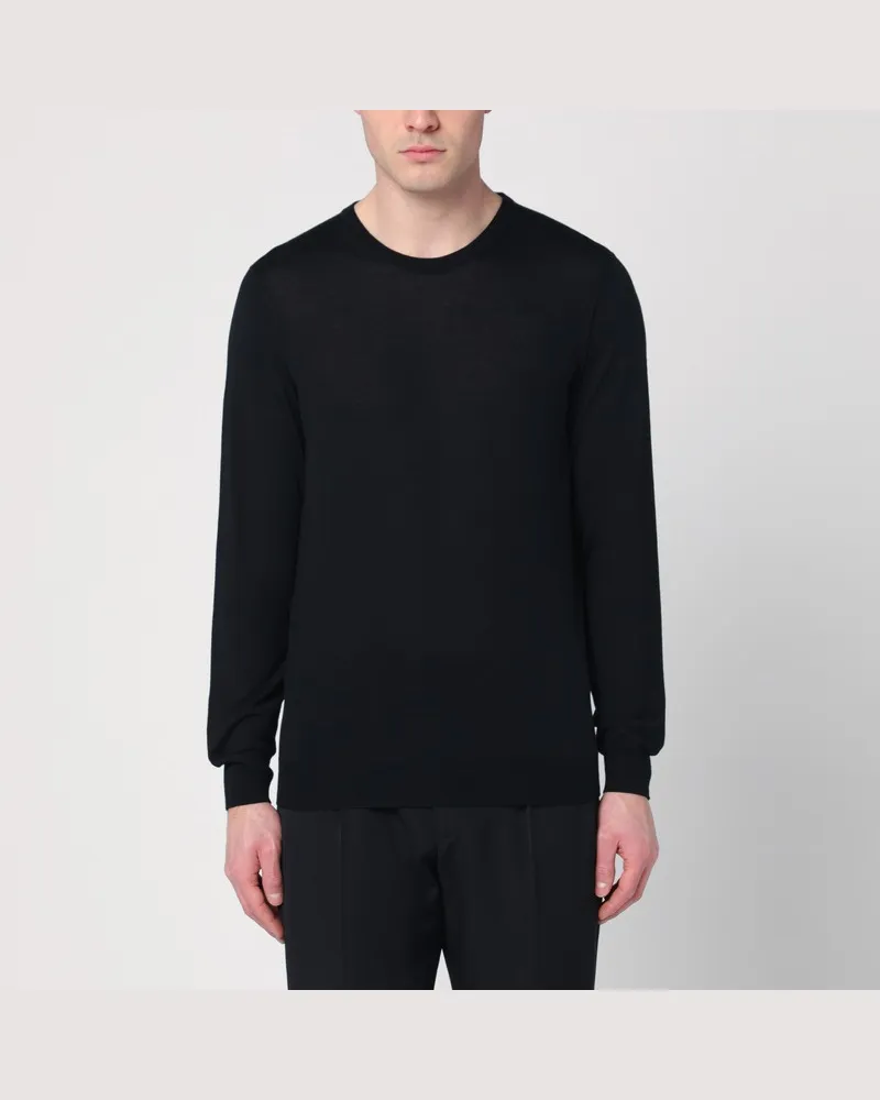 Drumohr  Schwarzer Wollpullover mit Rundhalsausschnitt Schwarz
