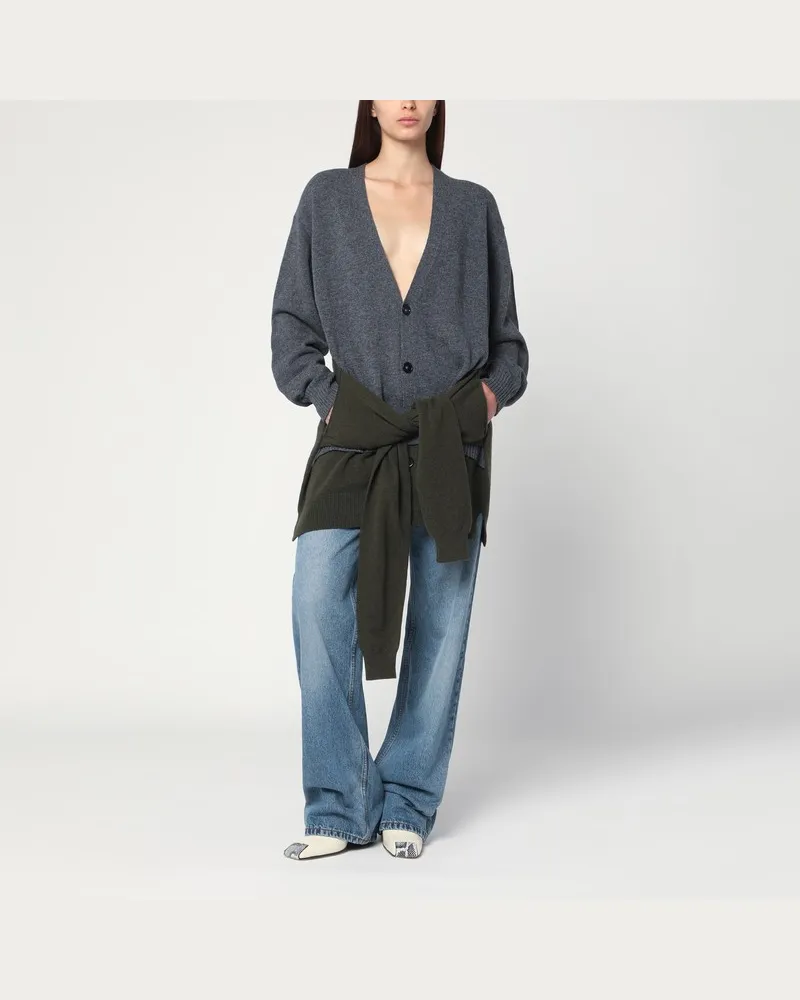 Stella McCartney Graugrüne Strickjacke mit überkreuzten Ärmeln Mehrfarbig