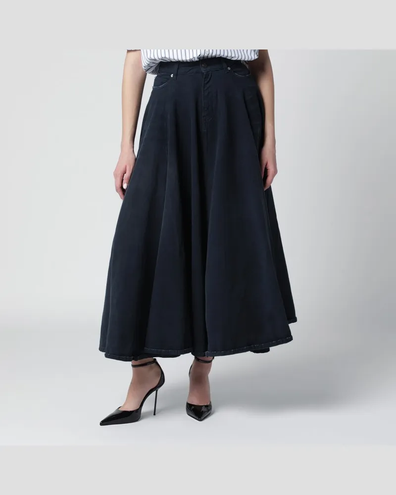 Balenciaga Maxi-Godet-Rock aus Denim in Navyblau Blau