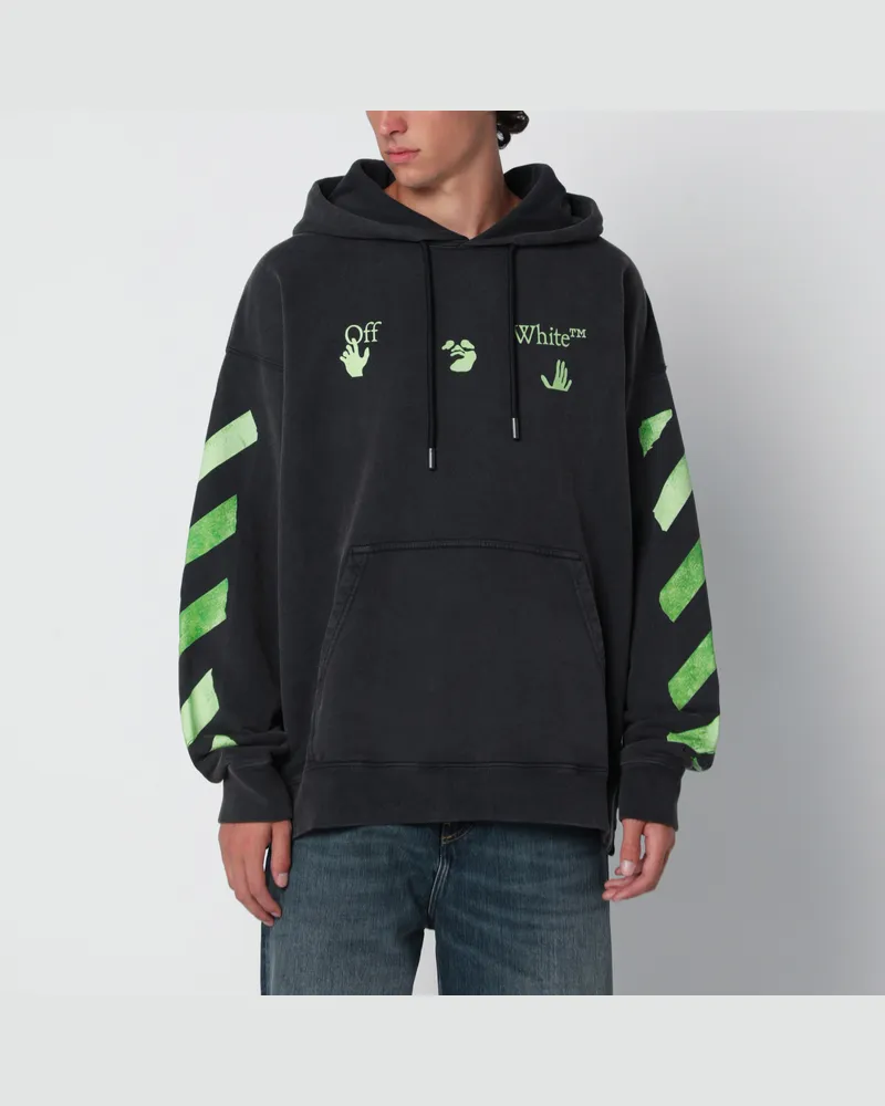 OFF-WHITE Verwaschenes schwarzes Sweatshirt mit Logo-Prints Black