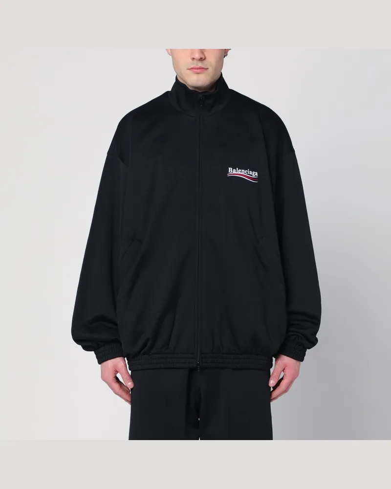 Balenciaga Schwarze Sweatjacke Political Campaign mit Reißverschluss Schwarz