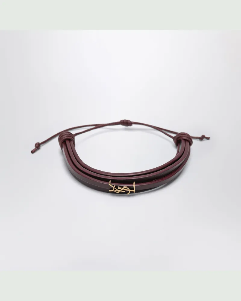 Saint Laurent Cassandre Mehrfach-Wickelarmband Aus Leder Burgundy