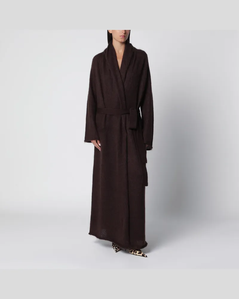 ANDAMANE Langer Vika Cardigan dunkelbraun aus Mohair Brown