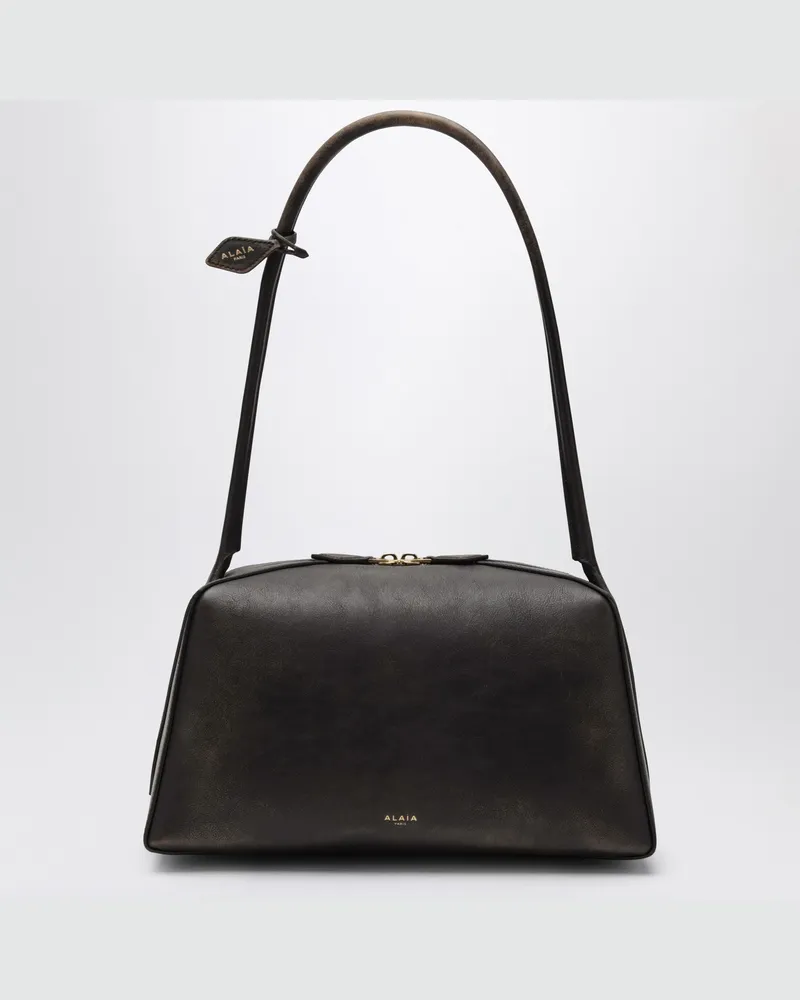 Alaïa Le Bouledogue Tasche in Ebenholz aus gealtertem Leder Brown