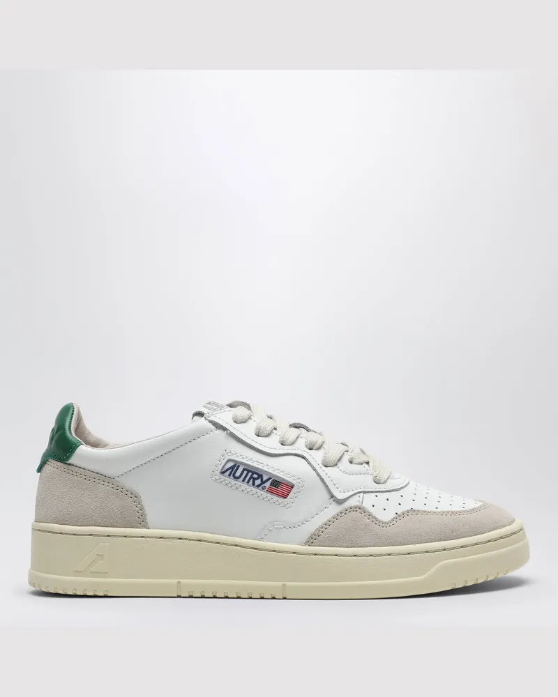 AUTRY Medalist Sneakers aus weiß/grünem Leder und Wildleder White