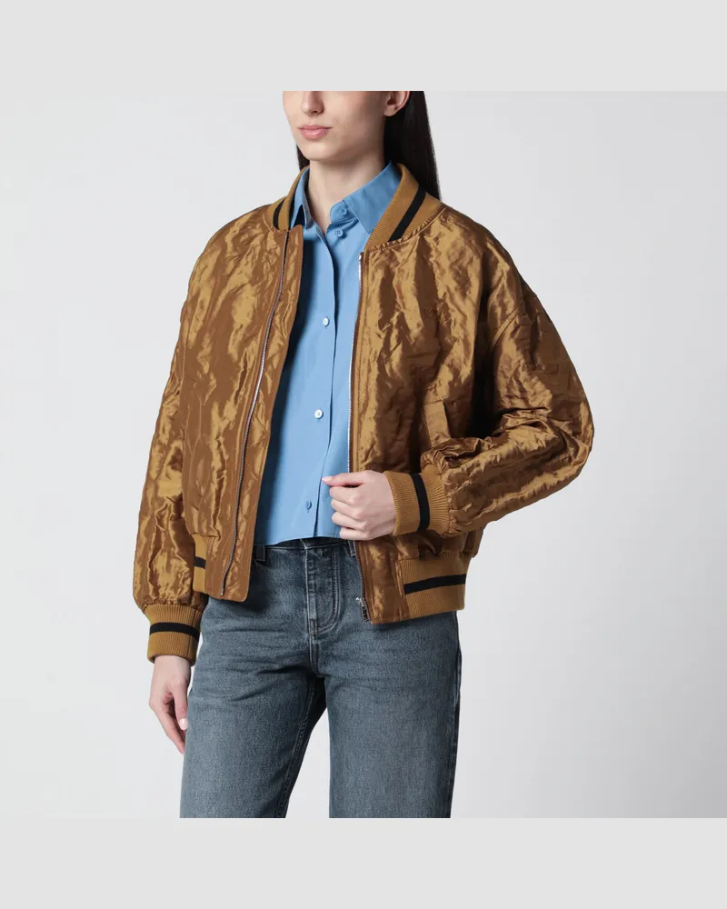 Loewe Bomberjacke in Karamell aus technischem Taft Brown