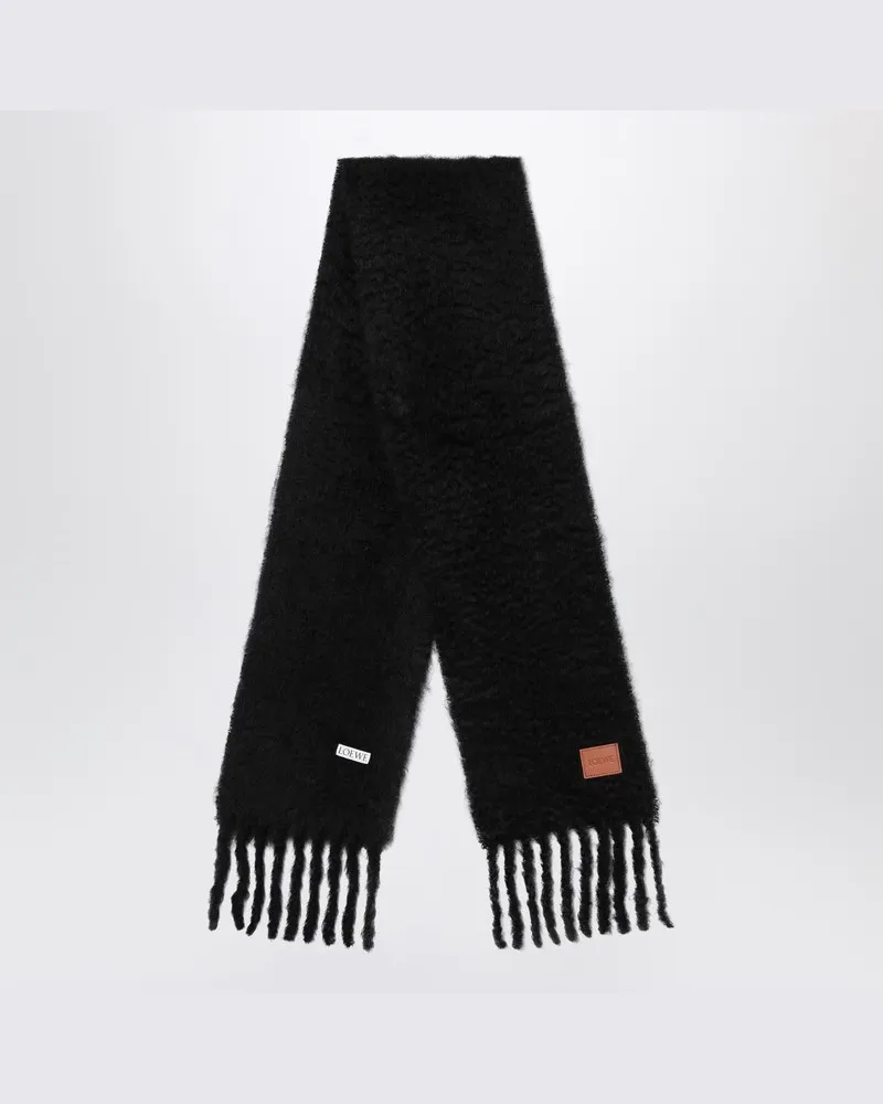 Loewe Schwarzer Schal aus Wolle und Mohair Schwarz