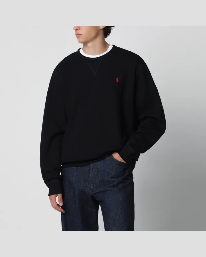 Ralph Lauren Schwarzes Rundhals-Sweatshirt aus Baumwollmischung Black