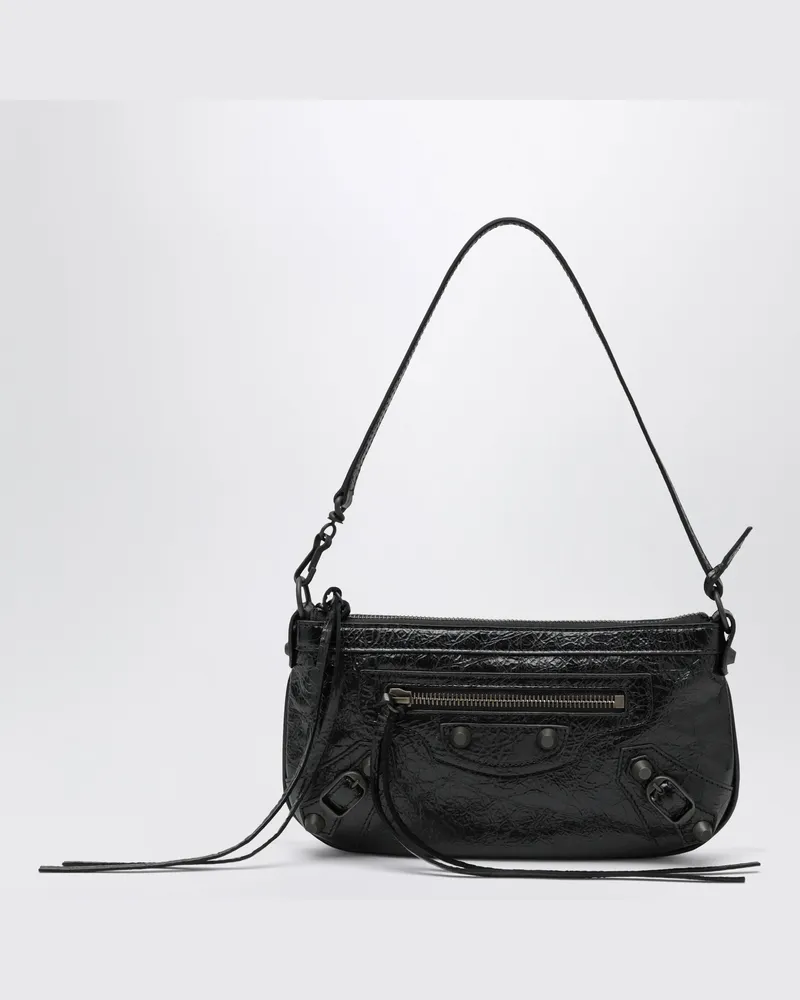 Balenciaga Le City schwarze Pouch aus Arena-Lammleder Black