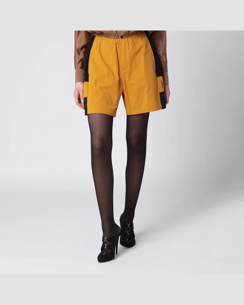 Saint Laurent Cassandre Color-Block-Bermudashorts aus Baumwolle Yellow