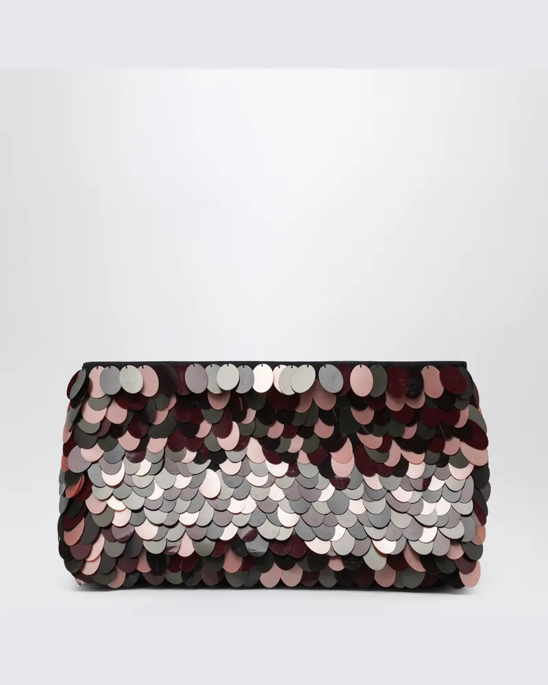 Dries van Noten Burgunderrote Clutch mit Pailletten Burgunderrot