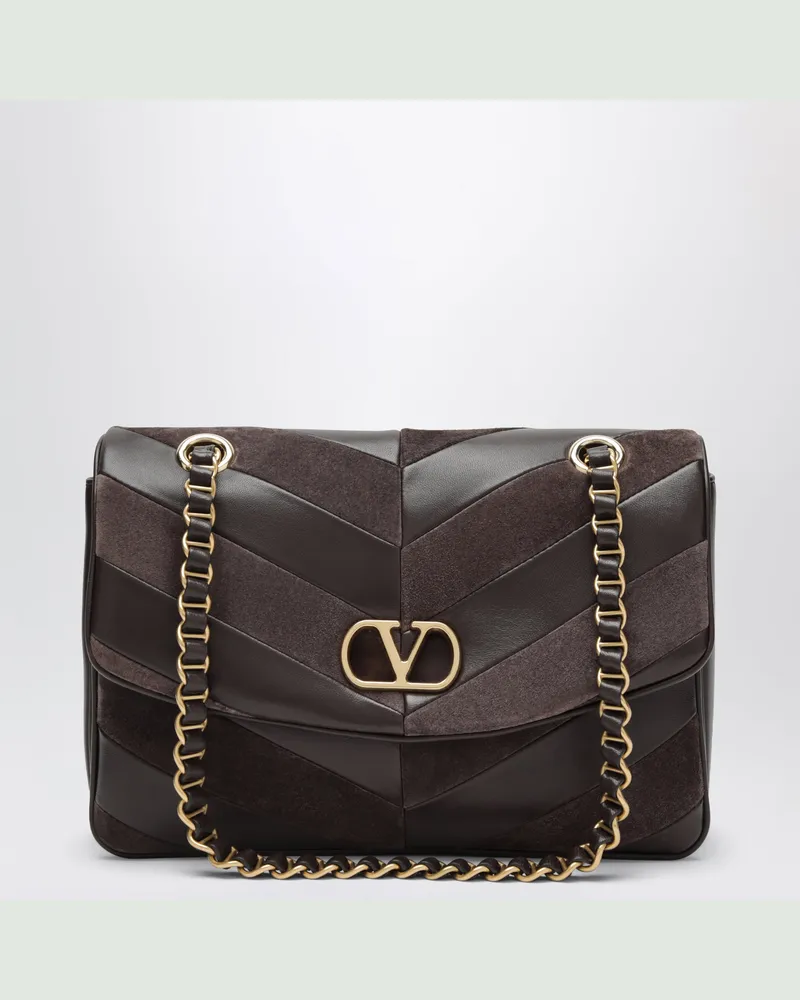 Valentino Garavani Djuna Schultertasche braun aus Veloursleder Brown
