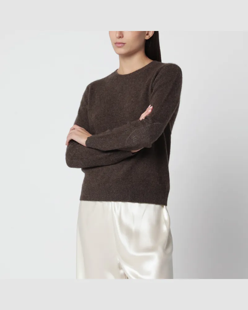 Max Mara Brauner Yak-Pullover mit Rundhalsausschnitt Brown