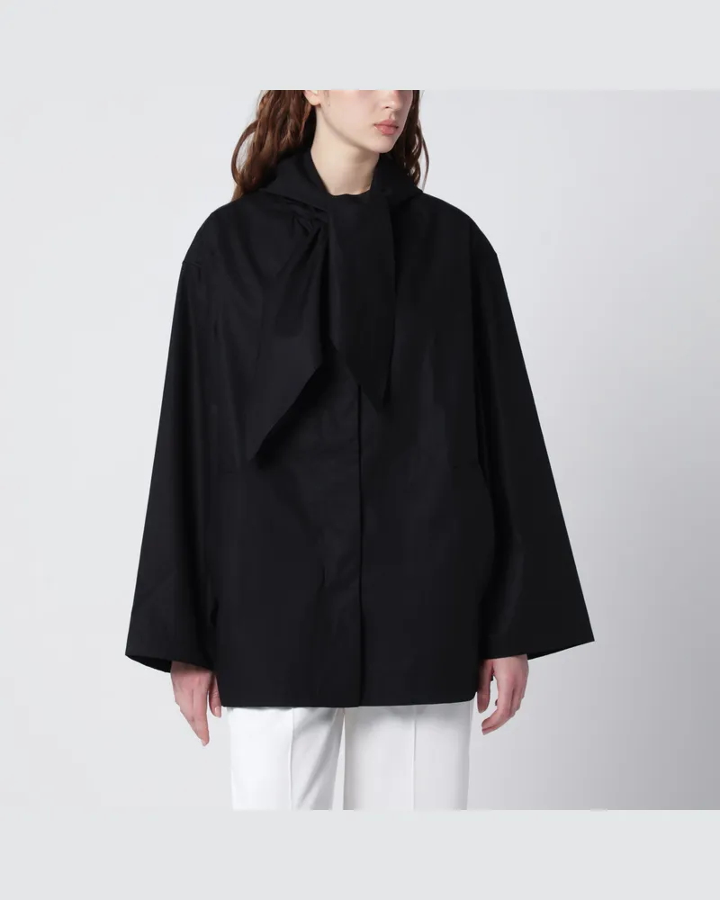 Totême Jacke mit schwarzem Schal aus Bio-Baumwolle Black