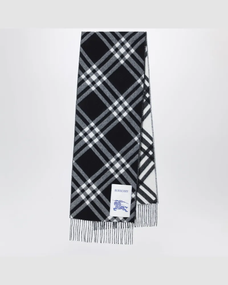 Burberry Schwarzer Check-Schal aus Kaschmir Black