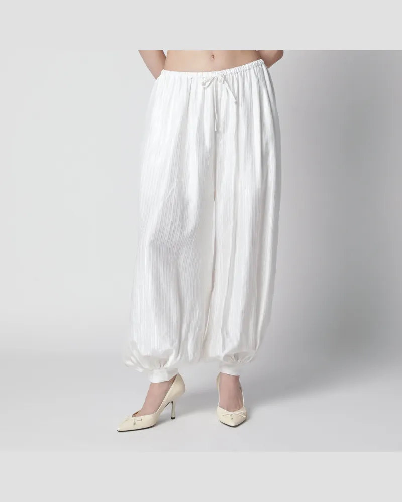 ROTATE Birger Christensen Gestreifte Ballonhose aus Viskose in Weiß White