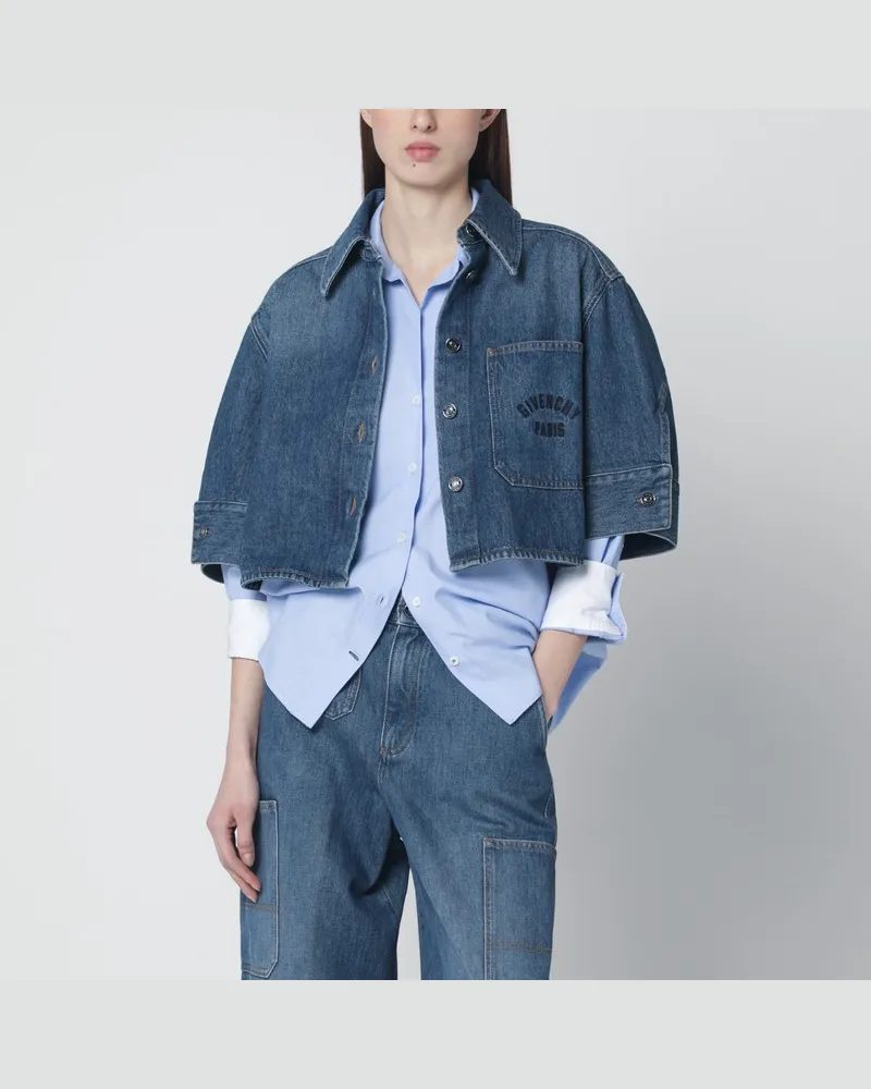 Givenchy Kurzes Cocoon-Hemd in Mittelblau Blau