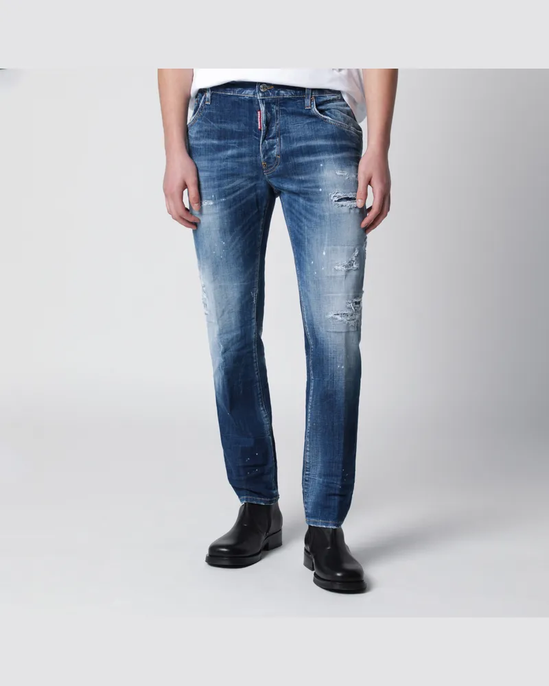Dsquared2 Skater Jeans in Mittelblau mit Destroyed-Details Blue
