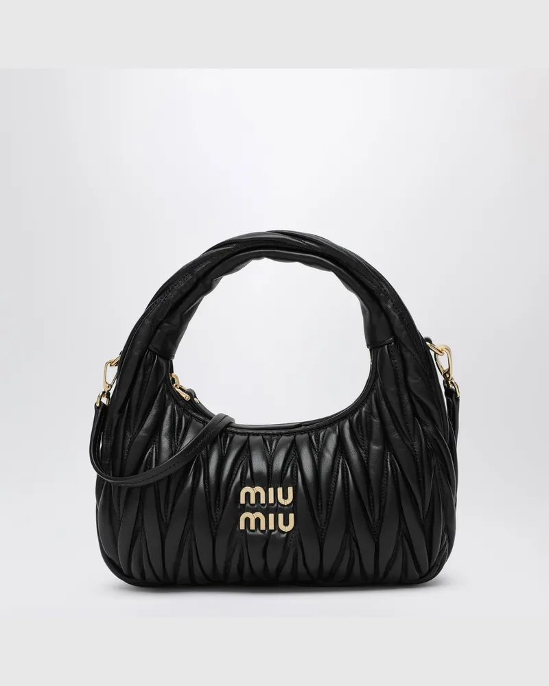 Miu Miu Kleine Miu Wander schwarze Matelassé-Tasche Black