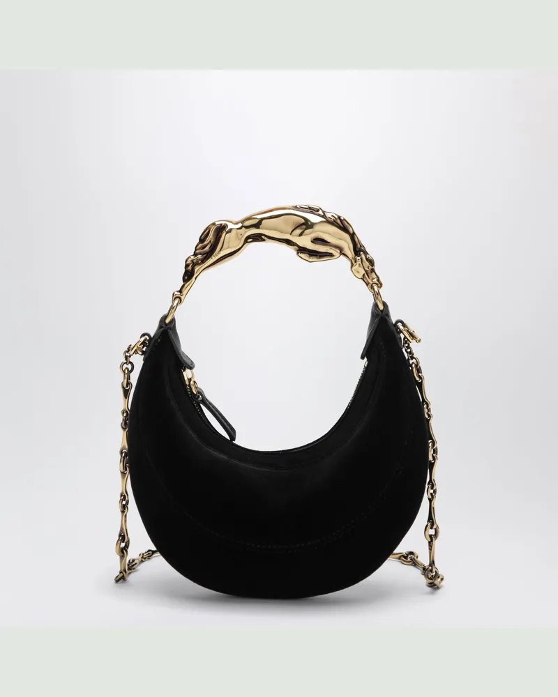 Chloé Schwarze Hobo-Tasche aus Veloursleder mit skulpturalem Henkel Black