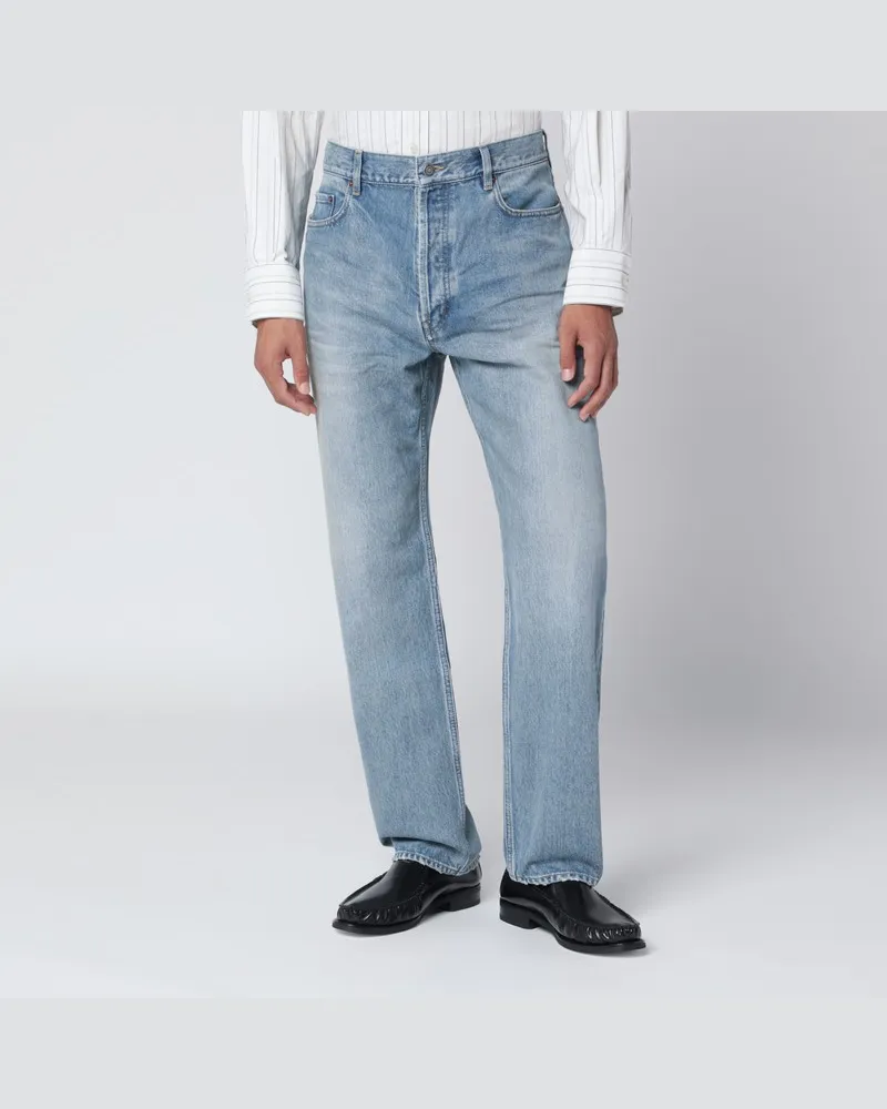 Saint Laurent Blaue Jeans mit Wascheffekt und geradem Bein Blau