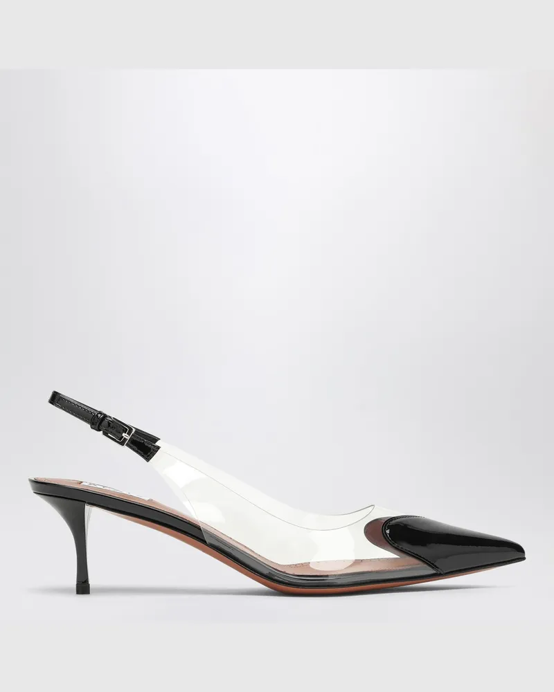 Alaïa Le Coeur schwarzes Lackleder Slingback 