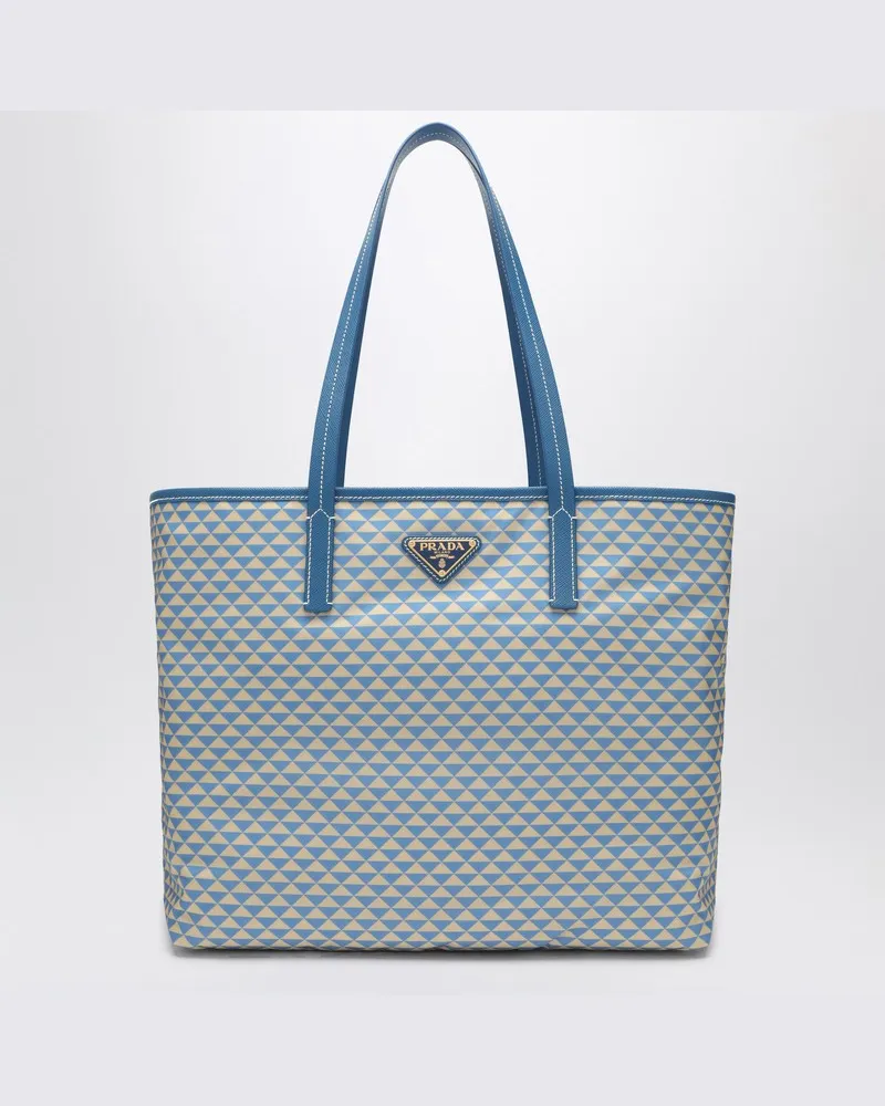 Prada Azurblaue Tasche aus bedrucktem Re-Nylon Hellblau