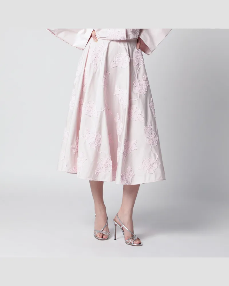 ROTATE Birger Christensen Orchideenrosa Rock mit floralen Stickereien Pink