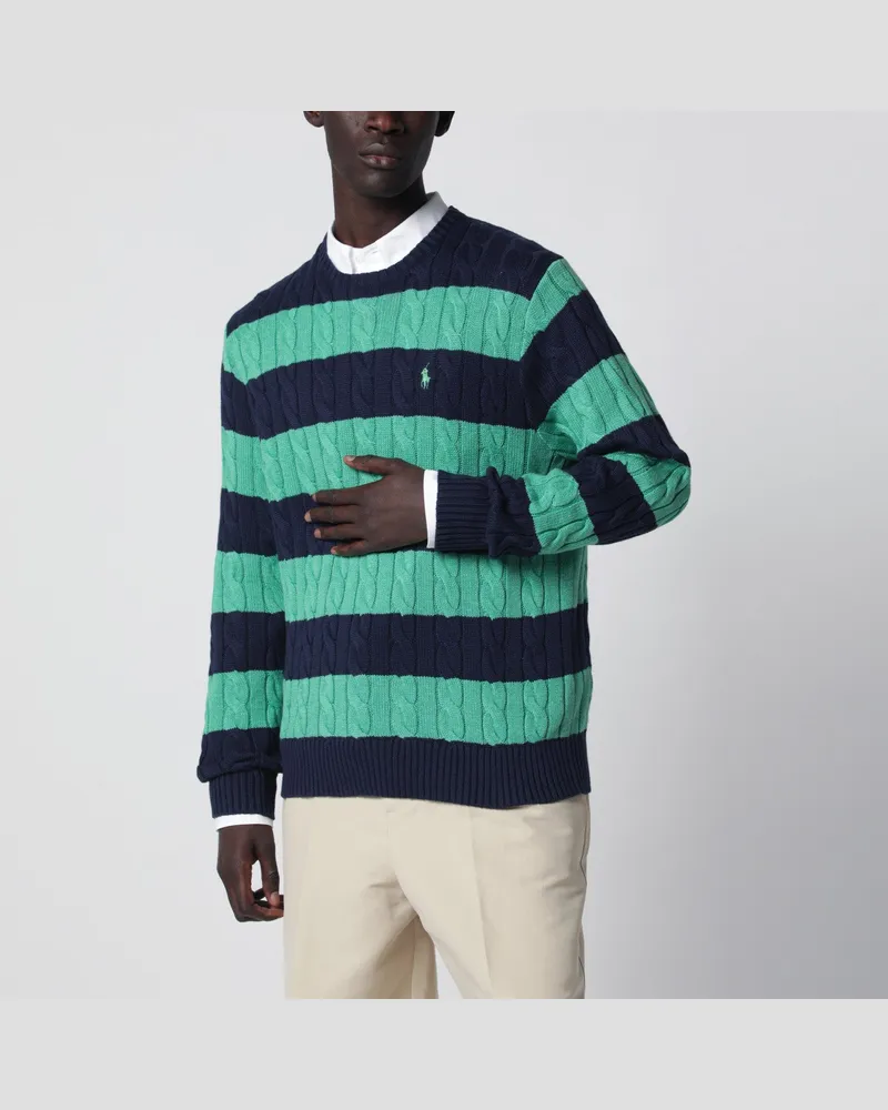 Ralph Lauren Strickpullover mit Zopfmuster in Marineblau/Grün 