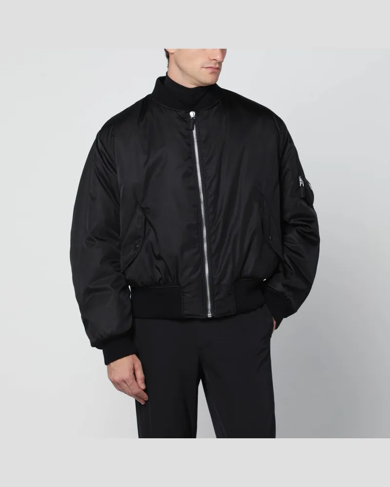 Prada Schwarze gefütterte Re-Nylon-Bomberjacke Schwarz
