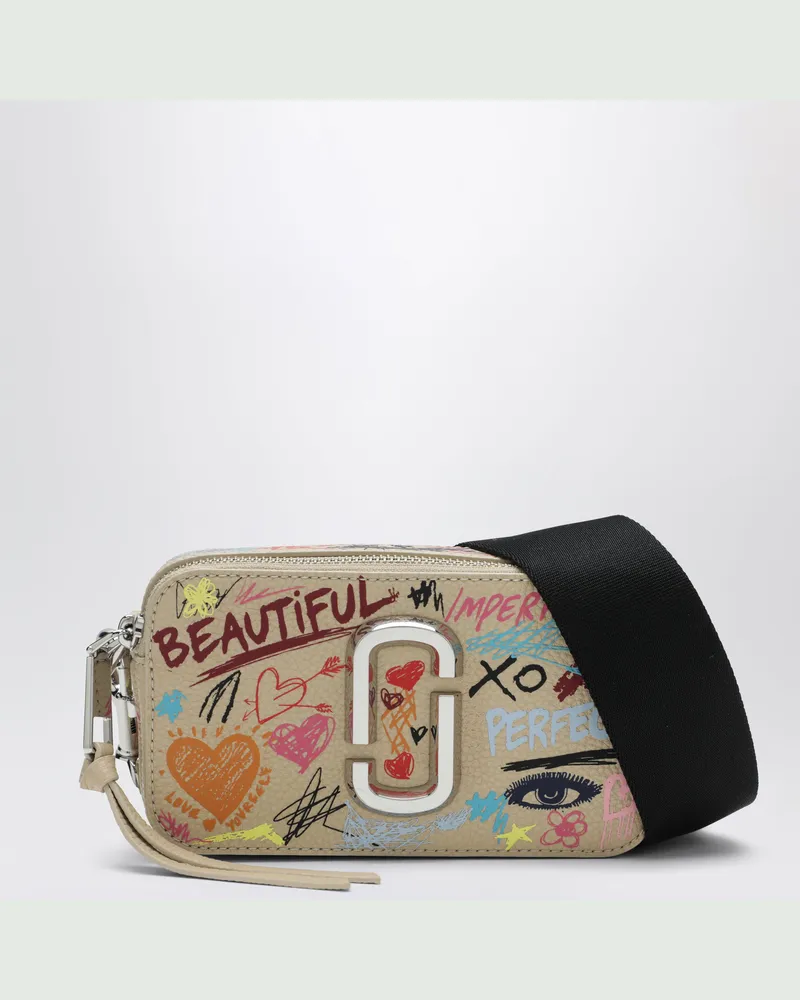 Marc Jacobs Snapshot Punk Scribble Schultertasche aus Leder Beige
