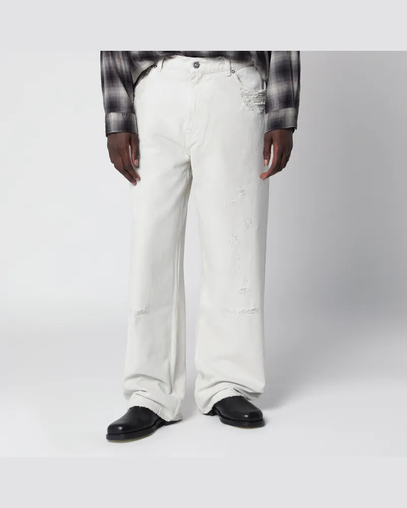 Our Legacy Weite kreideweiße Jeans mit Rissen White